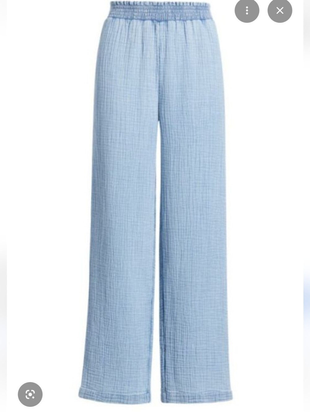beachlunchlounge "Cario" Smock Waist AcidBlue Wide Leg Gauzy Cotton Lounge Pants